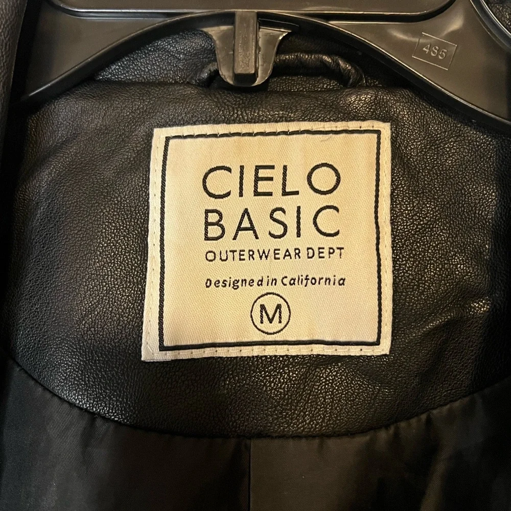 Cielo Basic - Black Faux Leather Biker Jacket - Picture 2 of 6
